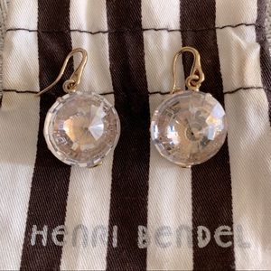 Henri Bendel yellow gold plated earrings with large crystal